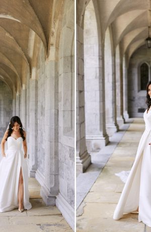 Bride posing for photographs at University Galway